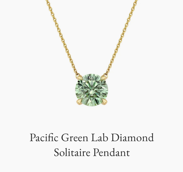 Pacific Green Lab Diamond Solitaire Pendant
