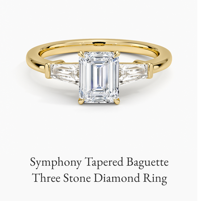 Symphony Tapered Baguette Three Stone Diamond Ring