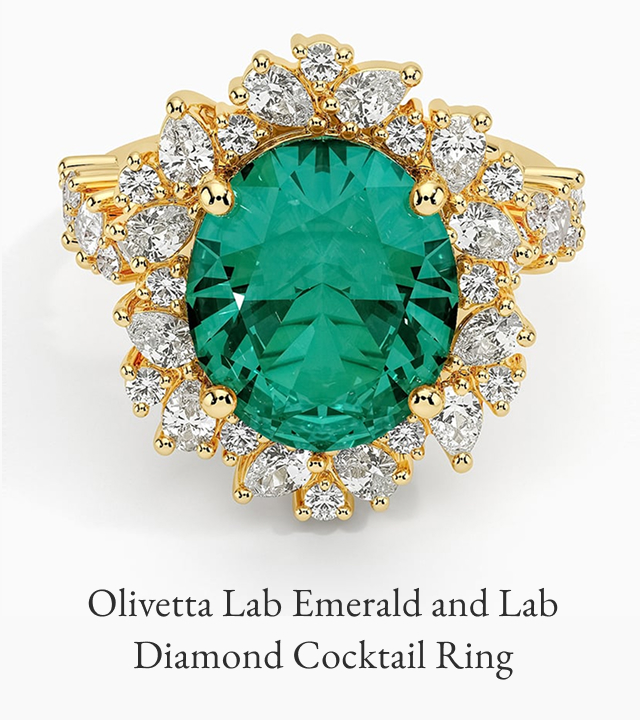 Olivetta Lab Emerald and Lab Diamond Cocktail Ring