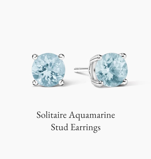 Solitaire Aquamarine Stud Earrings