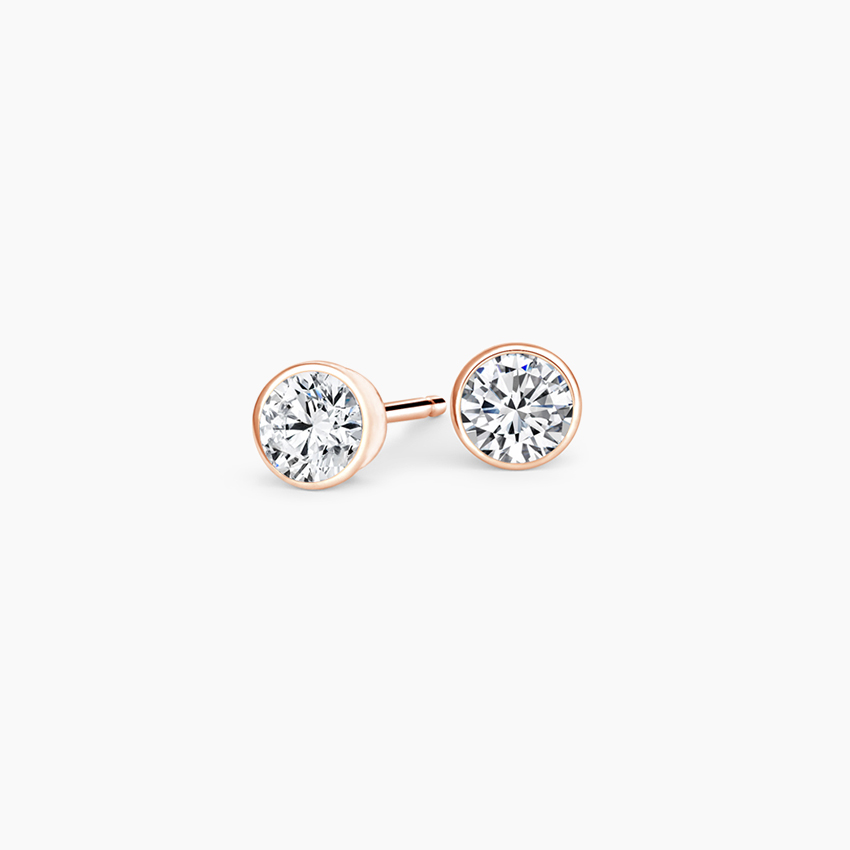 Bezel Diamond Stud Earrings