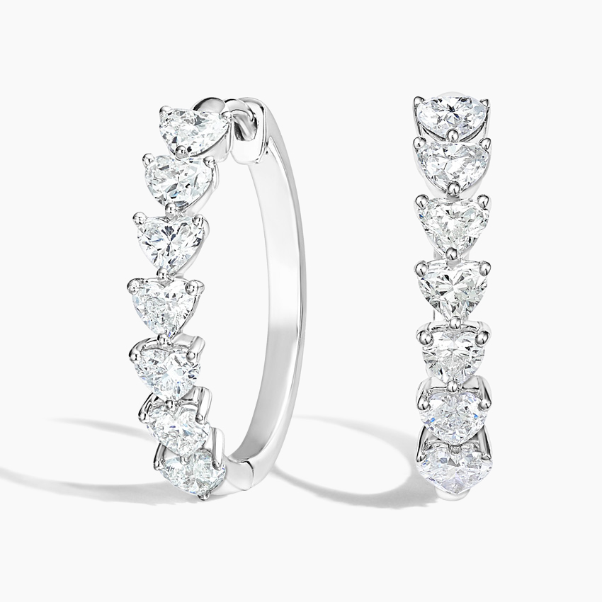 Heart Shaped Lab Diamond Hoop Earrings