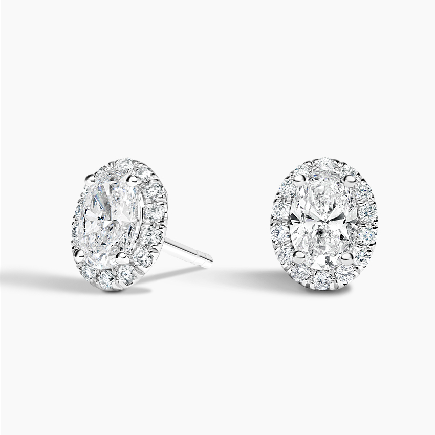 Oval Lab Grown Diamond Halo Stud Earrings