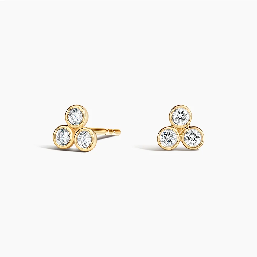 Trilogy Bezel Lab Diamond Stud Earrings