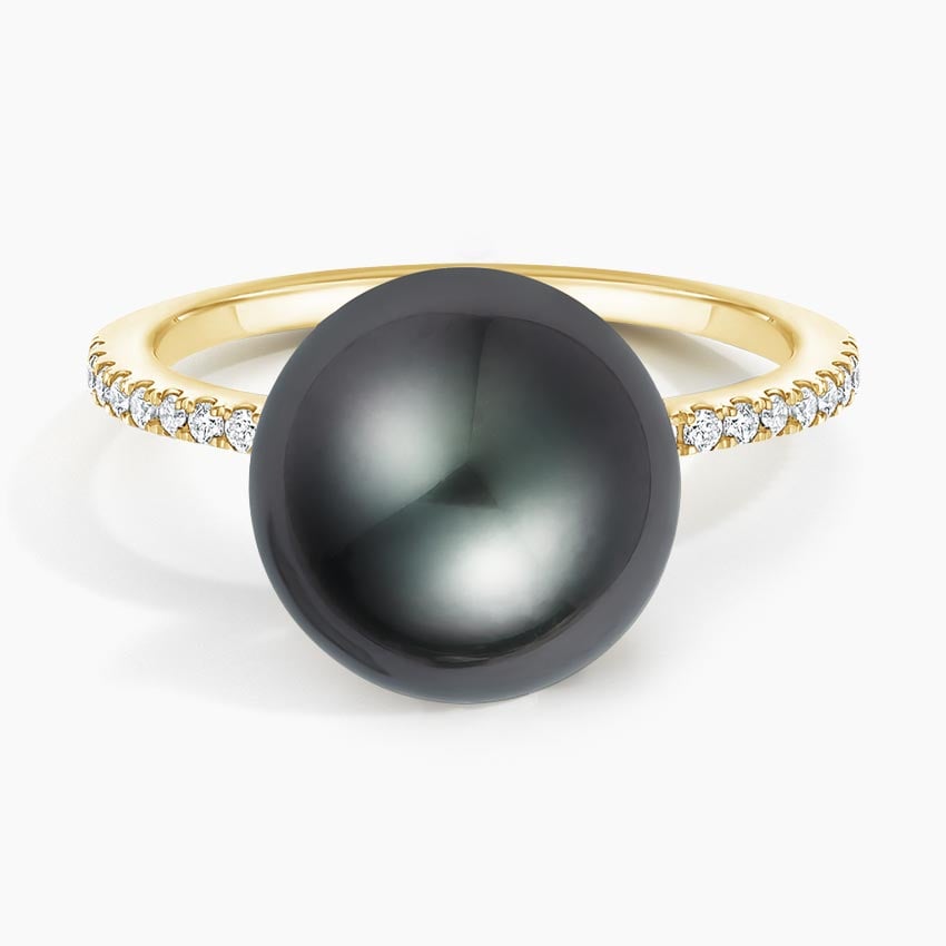 Debutante Black Cultured Pearl and Diamond Cocktail Ring