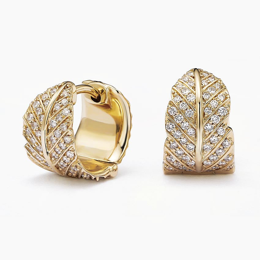 Jane Goodall Pavé Leaf Lab Diamond Huggie Earrings