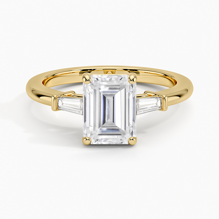 Moissanite Tapered Baguette Three Stone Lab Diamond Ring