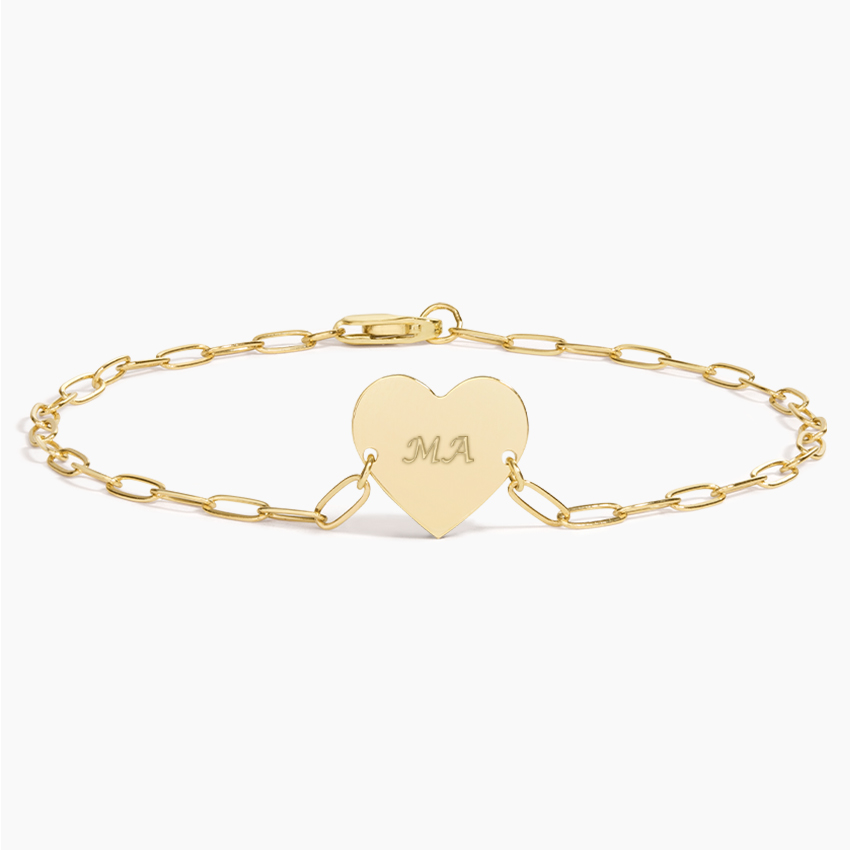 Engravable Heart Paperclip Chain Bracelet