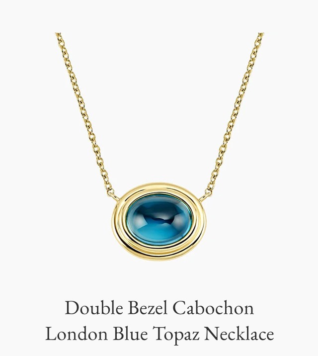 Double Bezel Cabochon London Blue Topaz Necklace
