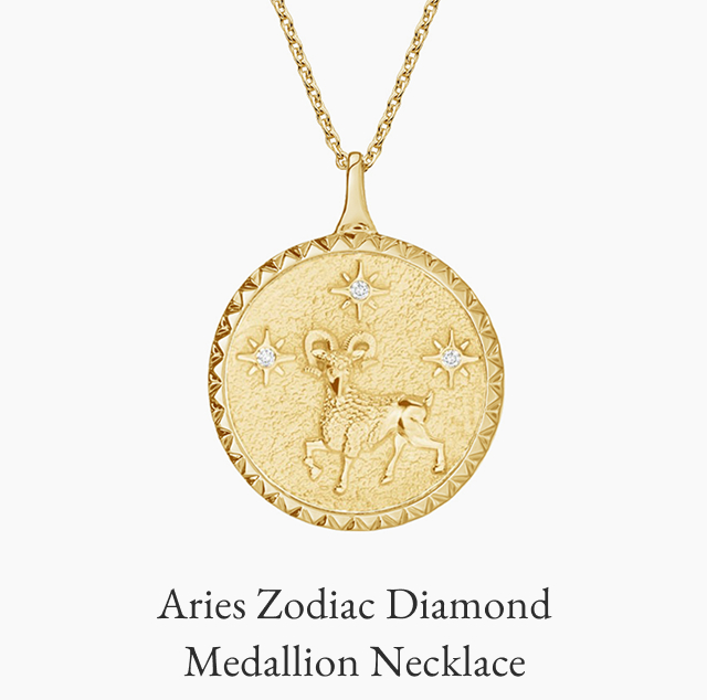 Aries Zodiac Diamond Medallion Necklace