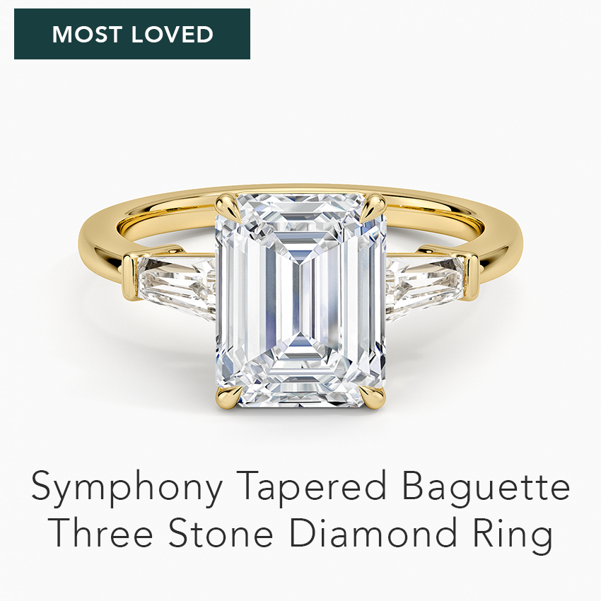 Symphony Tapered Baguette Three Stone Diamond Ring