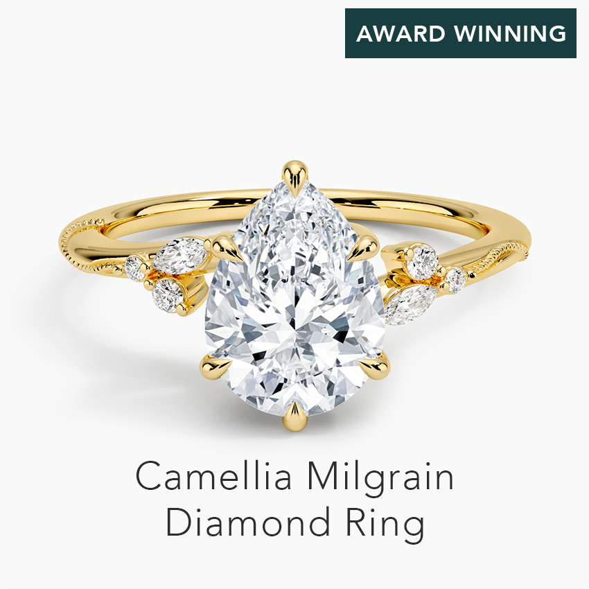 Camellia Milgrain Diamond Ring