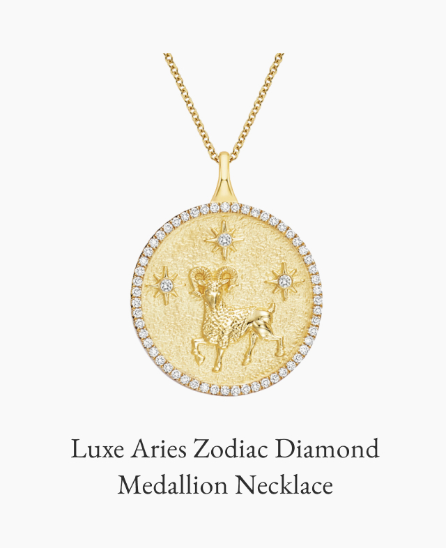 Luxe Aries Zodiac Diamond Medallion Necklace