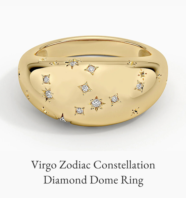 Virgo Zodiac Constellation Diamond Dome Ring