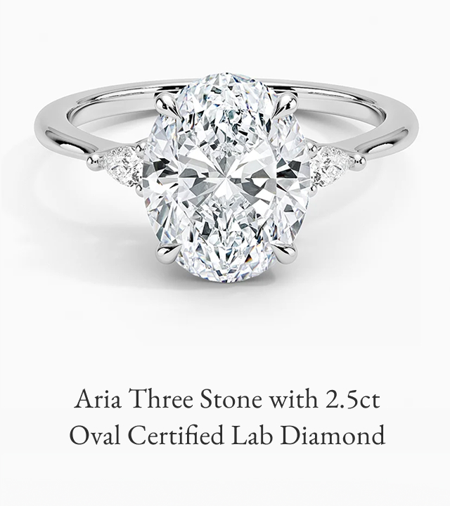 Aria Three Stone with 2.5ct Oval Certified Lab Diamond