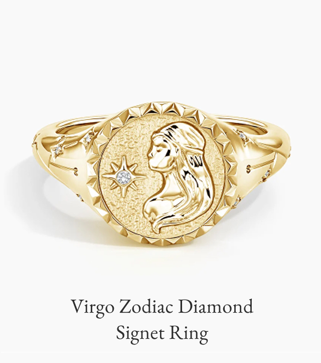 Virgo Zodiac Diamond Signet Ring