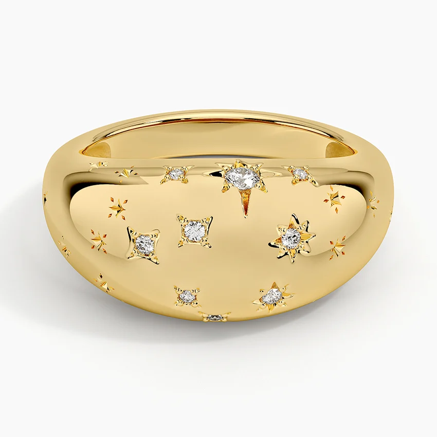 Libra Zodiac Constellation Diamond Dome Ring