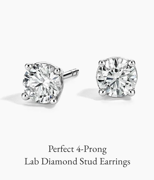 Perfect 4-Prong Lab Diamond Stud Earrings 