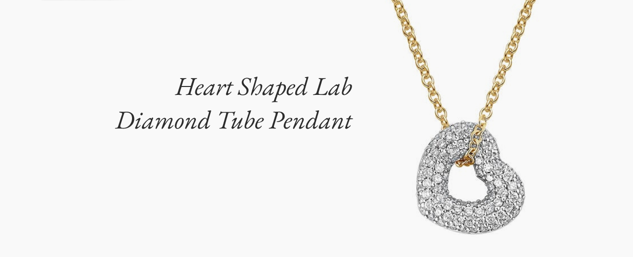 Heart Shaped Lab Diamond Tube Pendant
