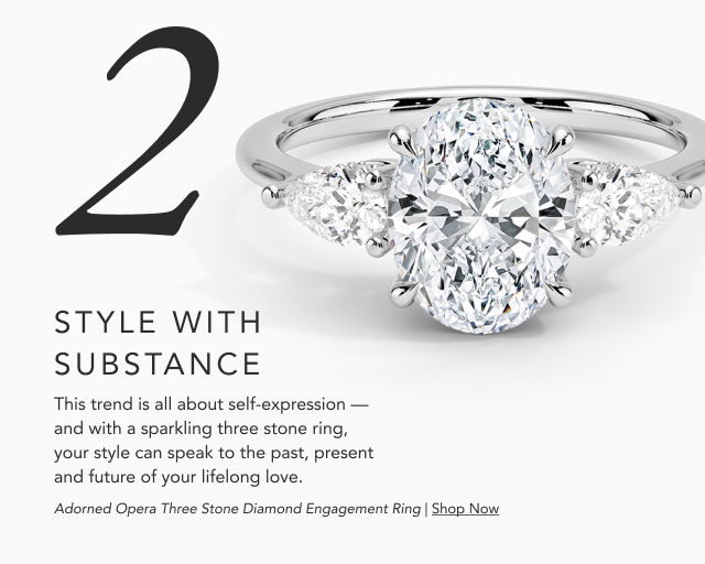 Adorned Opera Three Stone Diamond Engagement Ring