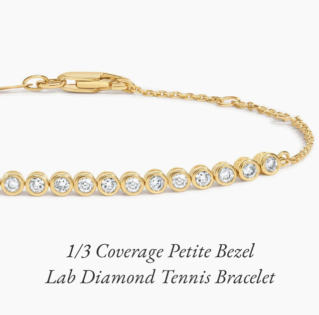 1/3 Coverage Petite Bezel Lab Diamond Tennis Bracelet 