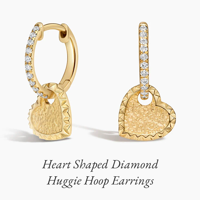 Heart Shaped Diamond Huggie Hoop Earrings 