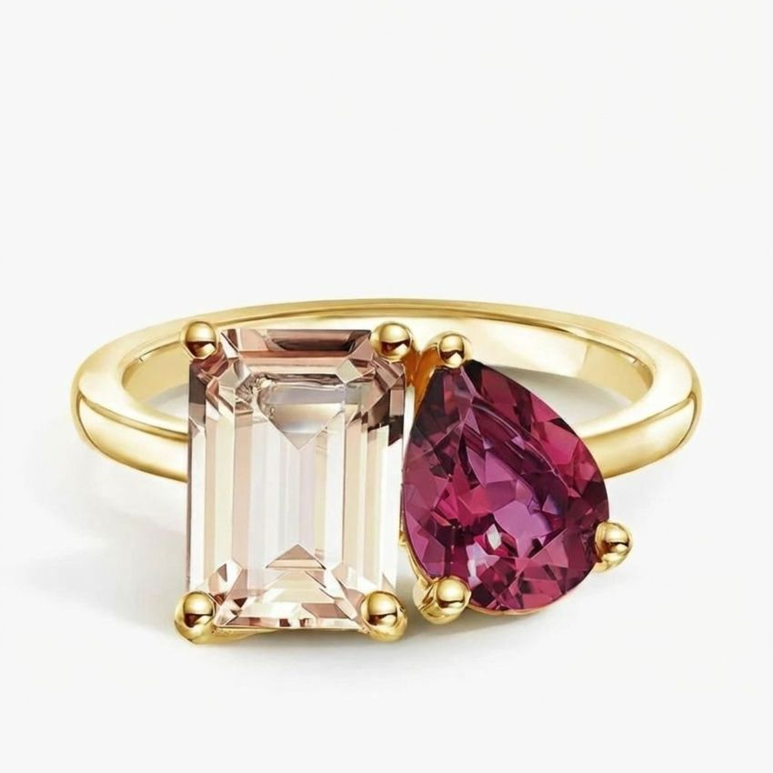 Toi et Moi Morganite and Pink Tourmaline Cocktail Ring