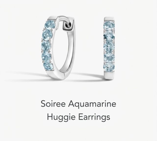 Soiree Aquamarine Huggie Earrings