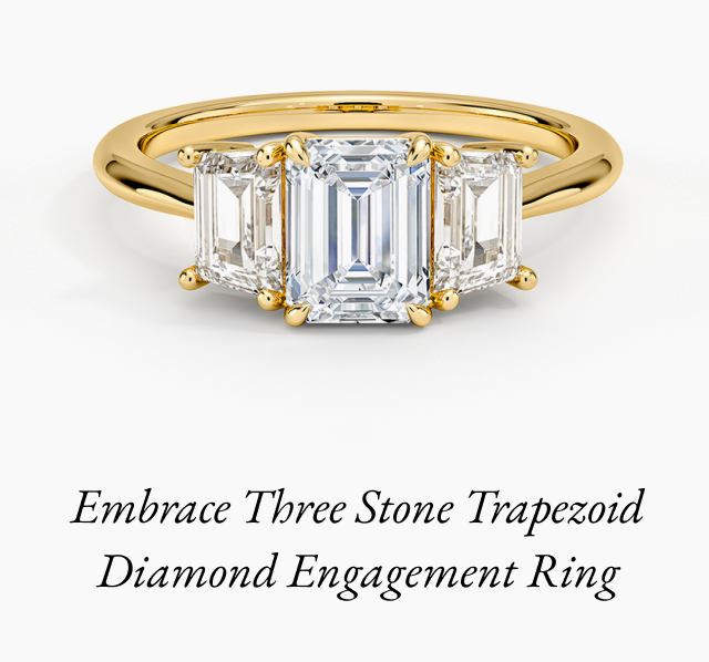 Luxe Embrace Three Stone Trapezoid Diamond Ring