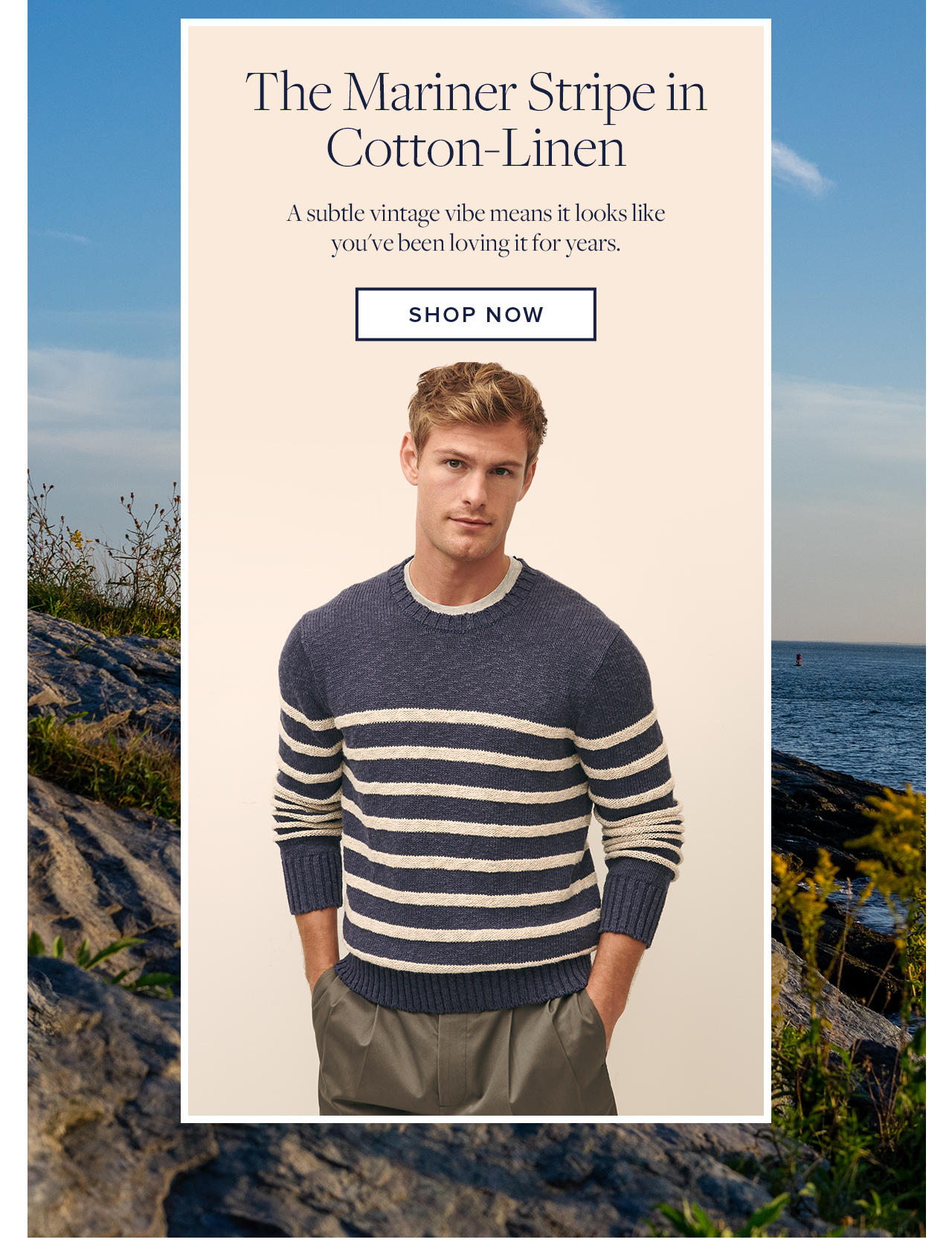 The Mariner Stripe in Cotton-Linen A subtle vintage vibe means it looks like you've been loving it for years. Shop Now