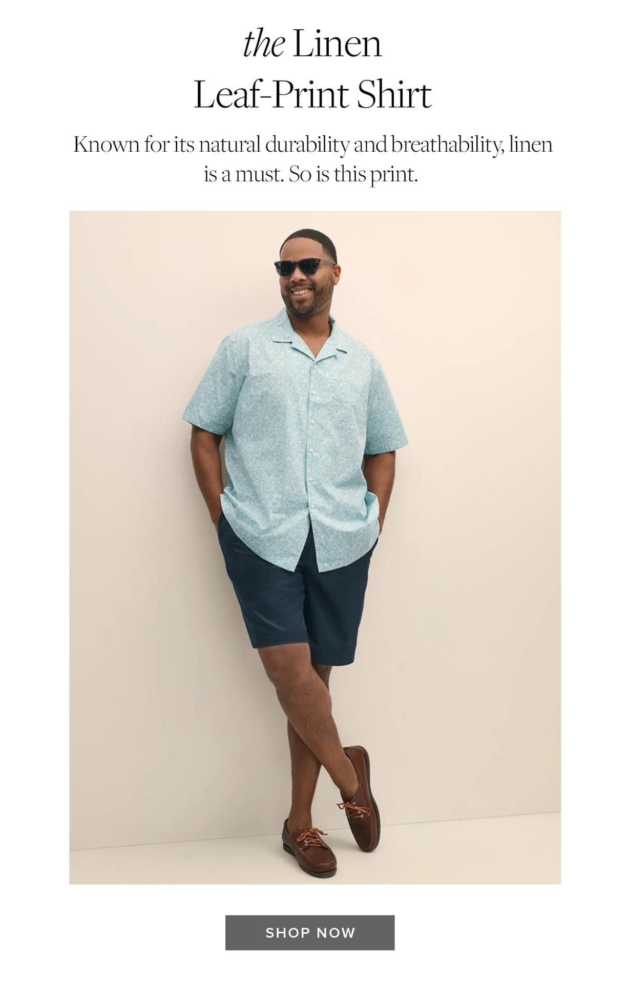 the Linen Leaf-Print Shirt Known for its natural durability and breathability, linen is a must. So is this print.