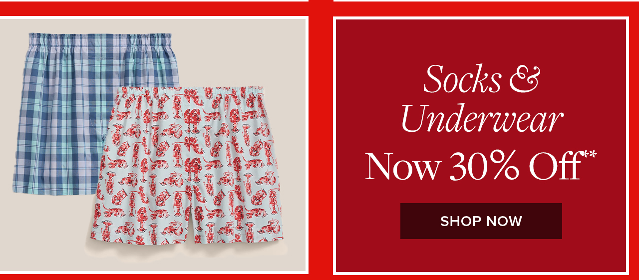 Socks and Underwear Now 30% Off Shop Now