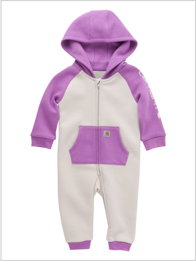 GIRLS' LONG-SLEEVE FLEECE ZIP FRONT HOODED COVERALL