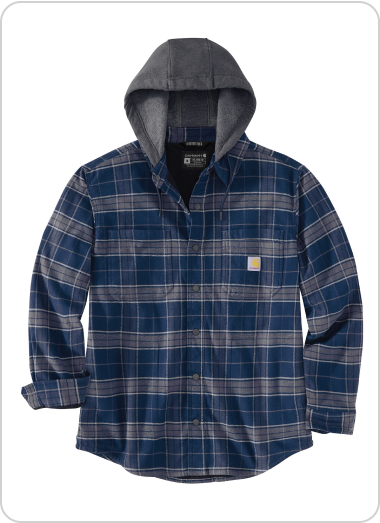 RUGGED FLEX® RELAXED FIT FLANNEL FLEECE-LINED HOODED SHIRT JAC