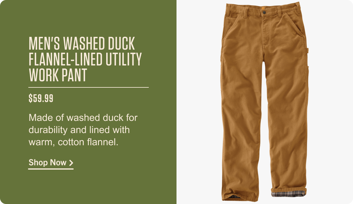 MEN'S WASHED DUCK FLANNEL-LINED UTILITY WORK PANT