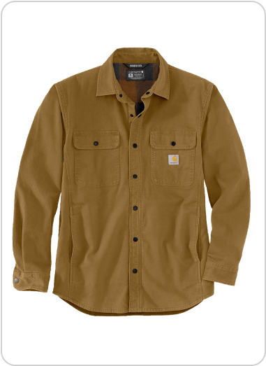 RUGGED FLEX® RELAXED FIT CANVAS FLEECE-LINED SHIRT JAC