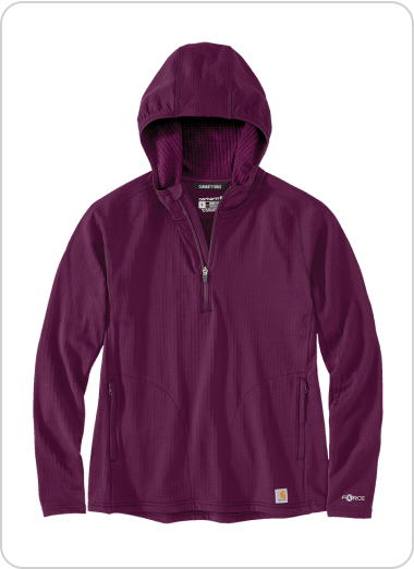 WOMEN'S CARHARTT FORCE® HALF-ZIP HOODED T-SHIRT