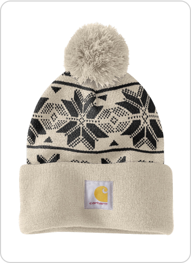 KNIT POM JACQUARD BEANIE