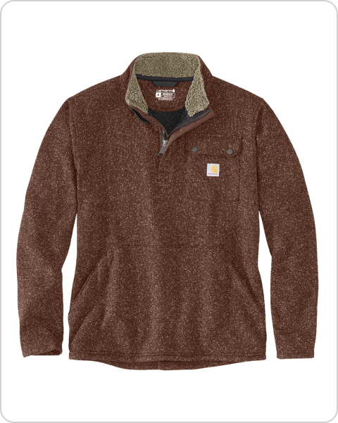 QUARTER-ZIP POCKET SWEATER FLEECE - MOCHA