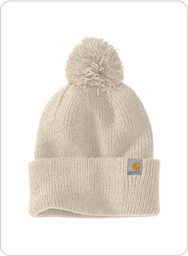 WOMEN'S KNIT POM-POM CUFFED BEANIE