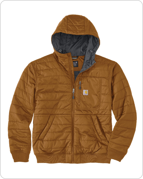 RAIN DEFENDER® INSULATED HOODED JACKET - CARHARTT BROWN