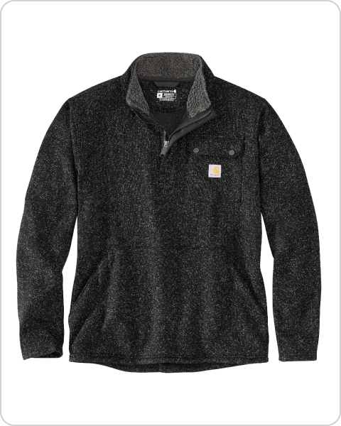 QUARTER-ZIP POCKET SWEATER FLEECE - BLACK