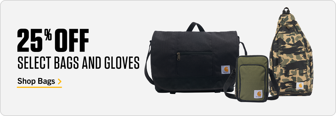 25% OFF SELECT BAGS AND GLOVES