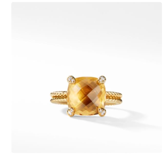 Chatelaine® Ring in 18K Yellow Gold with Citrine and Pavé Diamonds