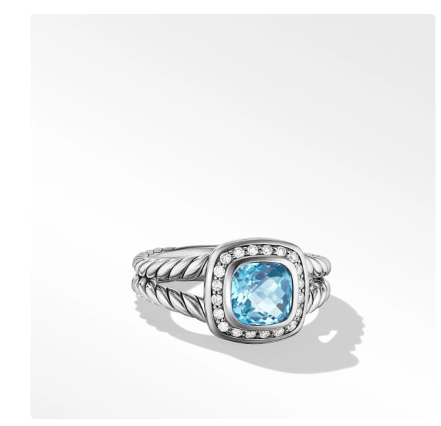 Petite Albion® Ring in Sterling Silver with Amethyst and Pavé Diamonds