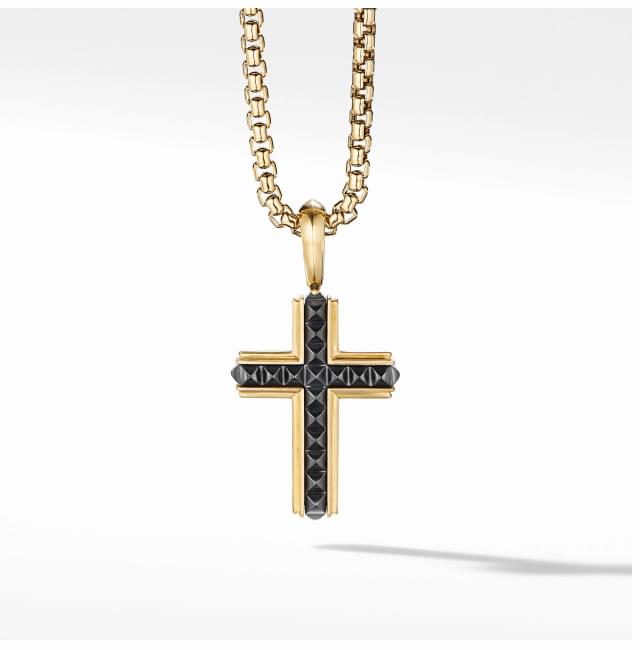 PYRAMID CROSS IN BLACK TITANIUM WITH 18K YELLOW GOLD