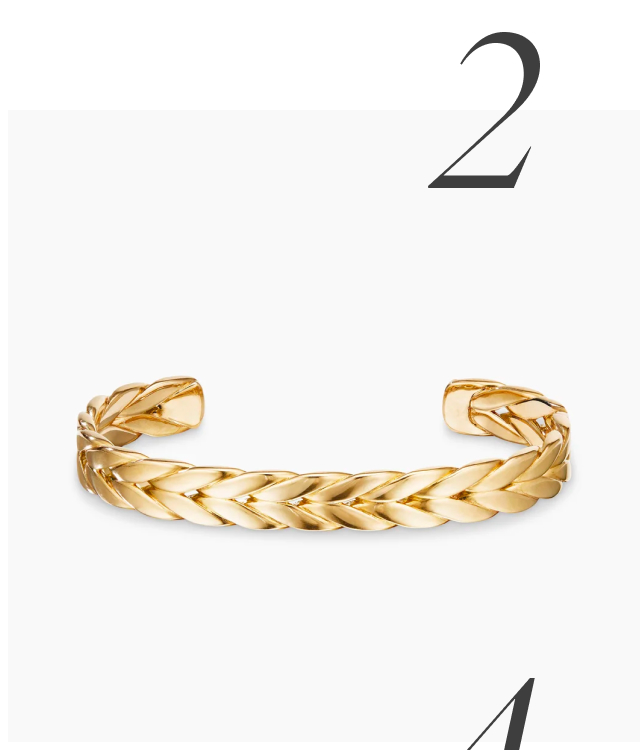 Chevron Cuff Bracelet 18K Yellow Gold, 9mm