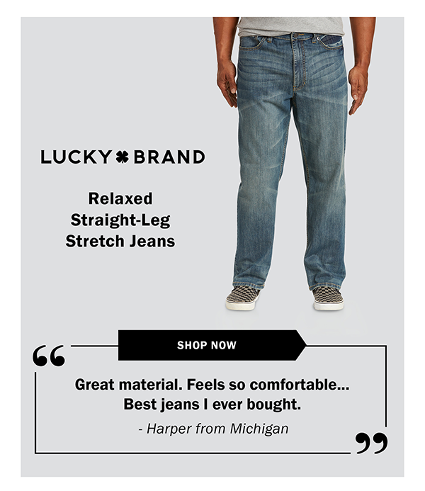 Lucky Brand - Relaxed Straight-Leg Stretch Jeans - SHOP NOW - Great material. Feels so comfortable… Best jeans I ever bought. - Harper from Michigan