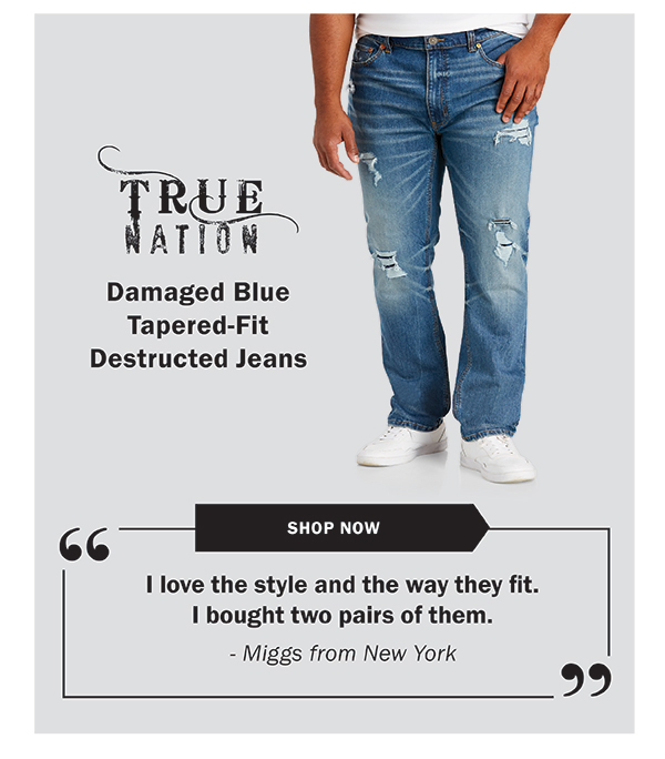 True Nation Damaged Blue Tapered-Fit Destructed Jeans