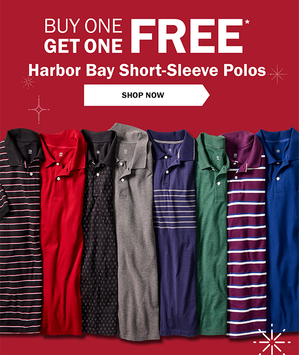 BUY ONE GET ONE FREE* Harbor Bay Short-Sleeve Polos - SHOP NOW